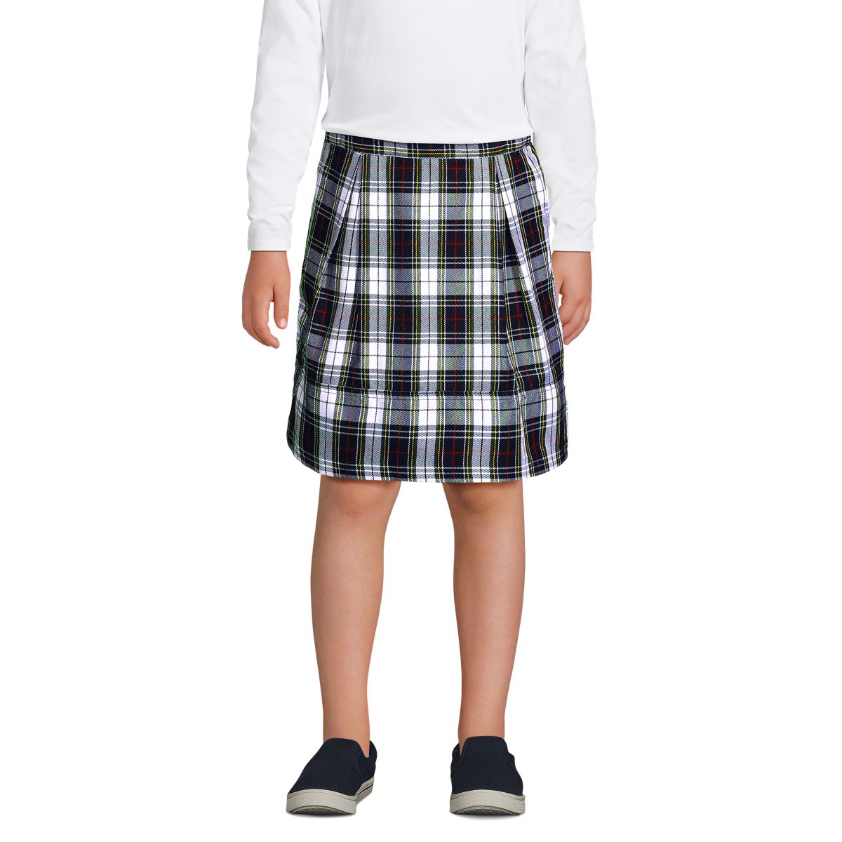 School Uniform Girls Plaid Top of Knee Pleat Skort
