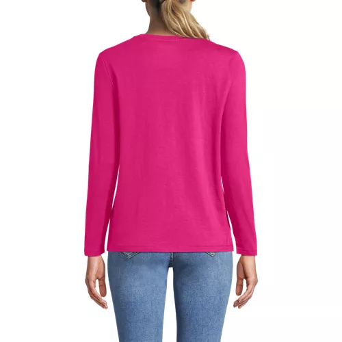 Supima Cotton Long Sleeve Crewneck T-Shirt, Back