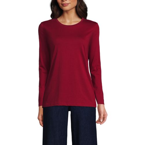 Women's Relaxed Supima Cotton Long Sleeve Crew Neck T-Shirt, Front