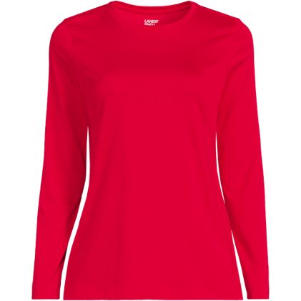 Women's Petite Relaxed Supima Cotton Long Sleeve Crew Neck T-Shirt - image 1