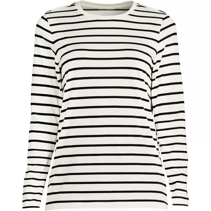 Plus Size Supima Cotton Long Sleeve Crewneck T-Shirt, Front
