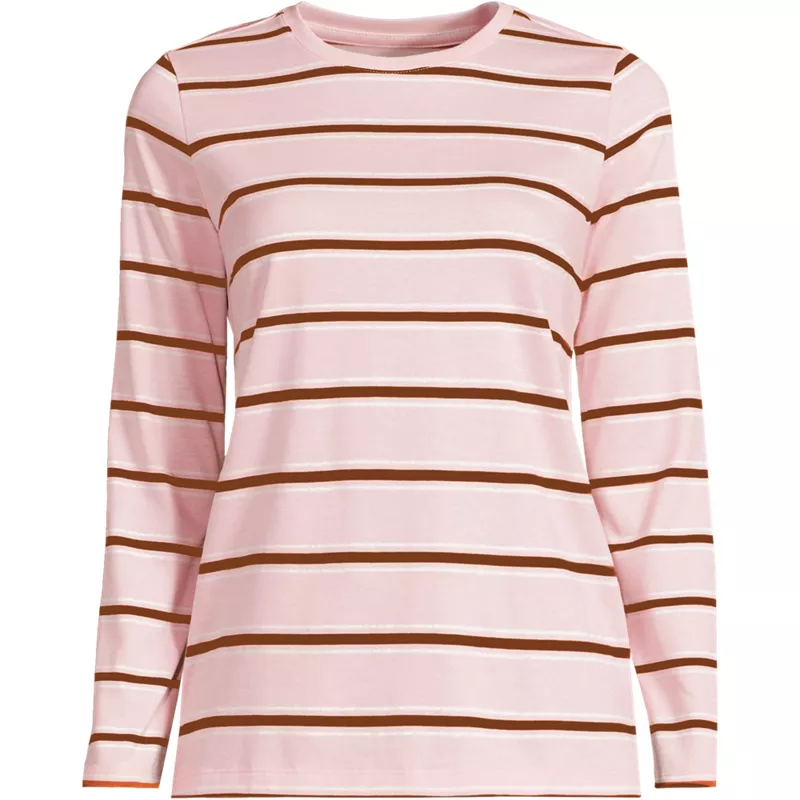 Plus Size Supima Cotton Long Sleeve Crewneck T-Shirt, Front