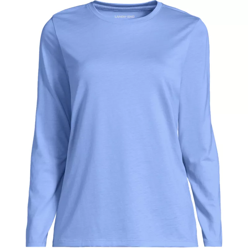 Plus Size Supima Cotton Long Sleeve Crewneck T-Shirt, Front
