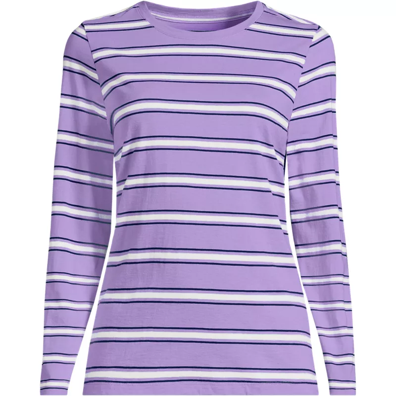 Plus Size Supima Cotton Long Sleeve Crewneck T-Shirt, Front