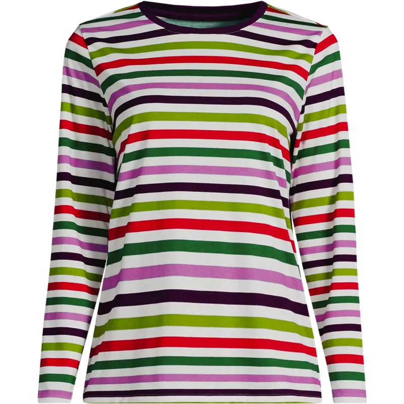 Plus Size Supima Cotton Long Sleeve Crewneck T-Shirt, Front