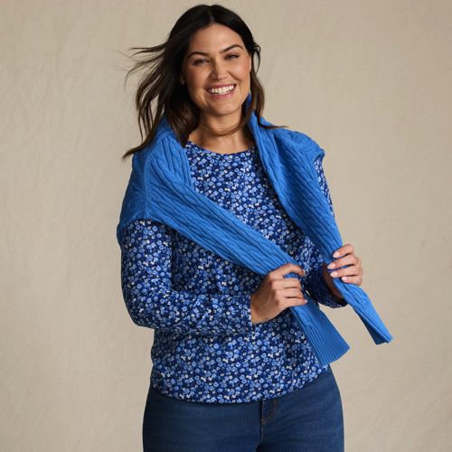Women's Relaxed Supima Cotton Long Sleeve Crew Neck T-Shirt