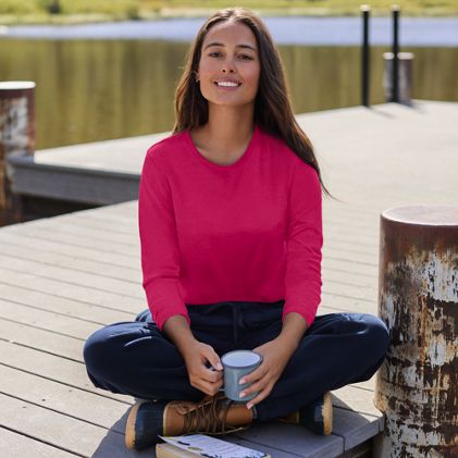 Women's Relaxed Supima Cotton Long Sleeve Crew Neck T-Shirt - primary