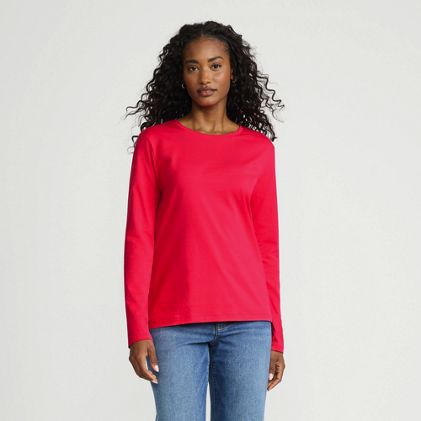 Women's Petite Relaxed Supima Cotton Long Sleeve Crew Neck T-Shirt - image 3