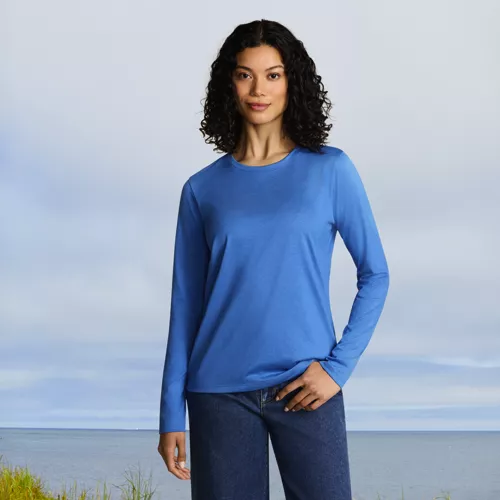 Supima Cotton Long Sleeve Crewneck T-Shirt, alternative image