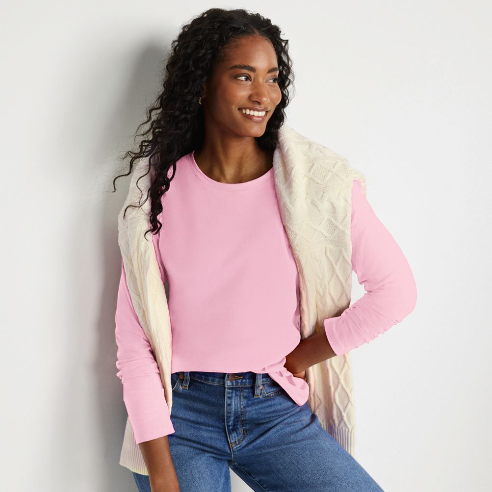 Supima Cotton Long Sleeve Crewneck T-Shirt | Lands' End
