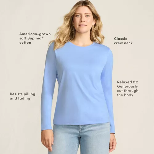 Supima Cotton Long Sleeve Crewneck T-Shirt, alternative image