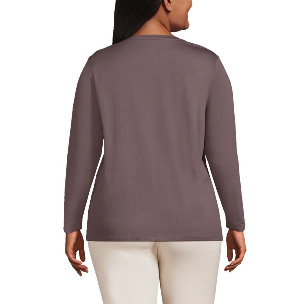 Women's Plus Size Relaxed Supima Cotton Long Sleeve Crewneck T-Shirt