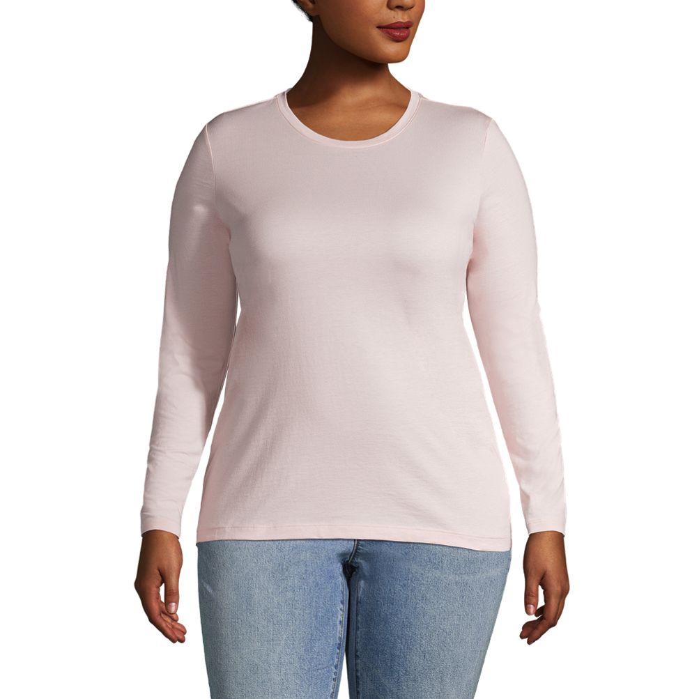 Women's Plus Size Relaxed Supima Cotton Long Sleeve Crewneck T