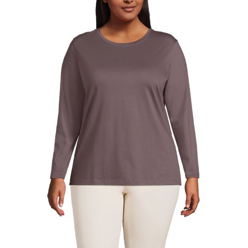 Plus Size Relaxed Supima Cotton Long Sleeve Crewneck | Lands' End