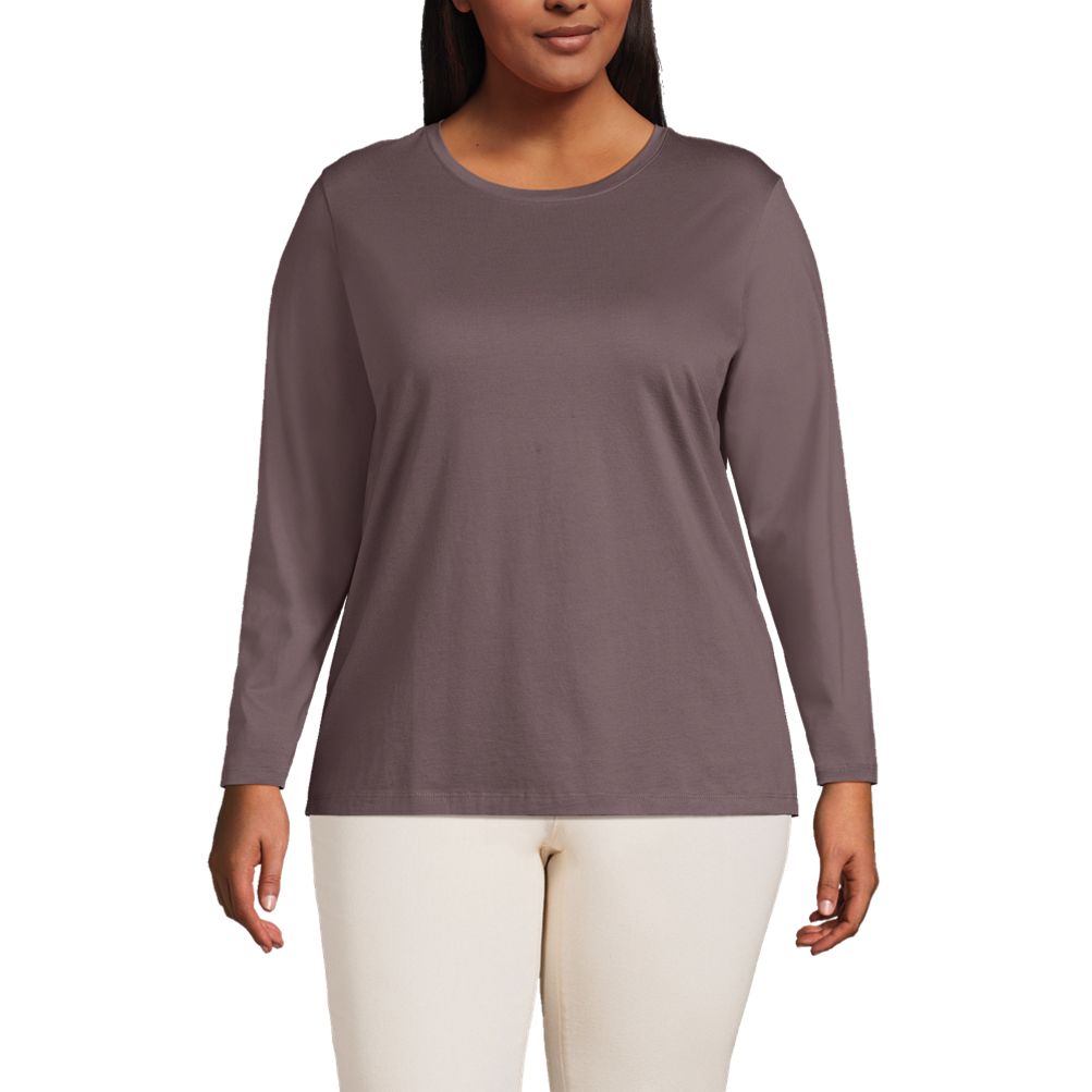samle dollar Produktion Women's Plus Size Relaxed Supima Cotton Long Sleeve Crewneck T-Shirt |  Lands' End