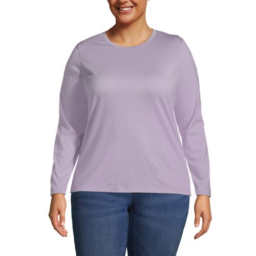 Women's Plus Size Relaxed Supima Cotton Long Sleeve Crewneck T