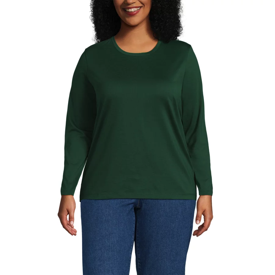 Women's Relaxed Supima Cotton Long Sleeve Crewneck T Shirt view 2