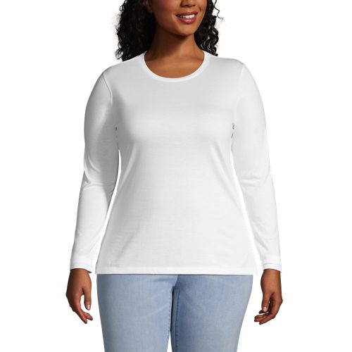 Terra & Sky Womens Plus Size Long Sleeve Crewneck T-shirt, 2-Pack