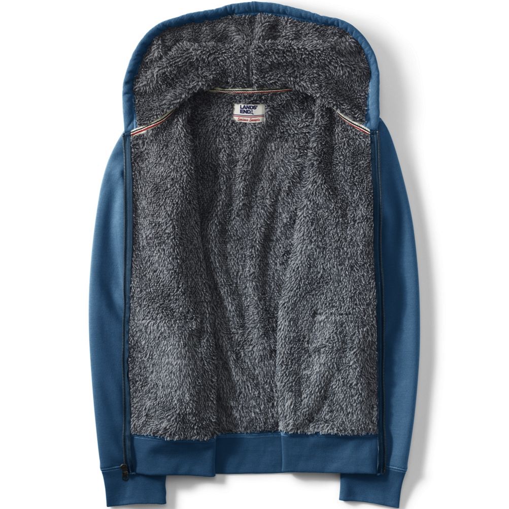 Men's Serious Sweats Full Zip Sherpa Fleece Hoodie | Lands' End