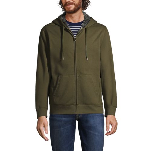Men's Serious Sweats Full Zip Sherpa Fleece Hoodie | Lands' End