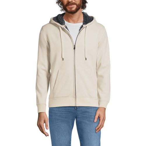  Lands' End Sweat-kapuzenjacke Mit Teddyfleece-innenseite, Herren, Größe:48-50 Regular, Weiß, Elasthan/baumwoll-mischung, By Lands' End 