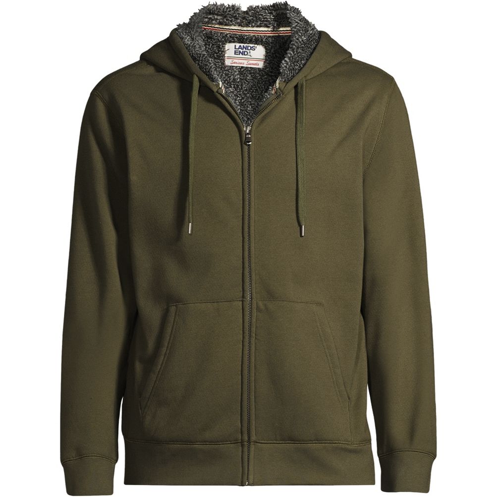 Men's Serious Sweats Full Zip Sherpa Fleece Hoodie | Lands' End