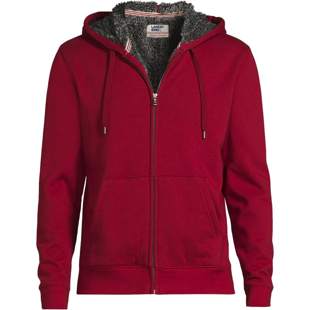 Men s Serious Sweats Full Zip Sherpa Fleece Hoodie Lands End