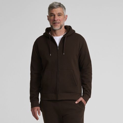  Lands' End Sweat-kapuzenjacke Mit Teddyfleece-innenseite, Herren, Größe:44-46 Regular, Braun, Elasthan/baumwoll-mischung, By Lands' End 