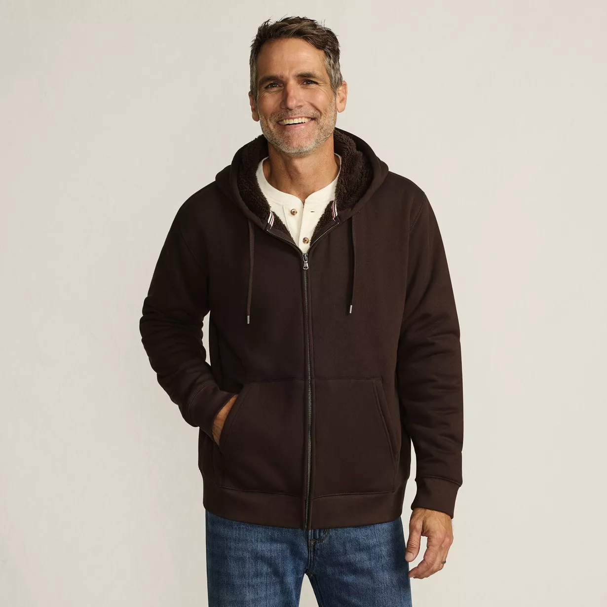 Men's Serious Sweats Full Zip Sherpa Fleece Hoodie