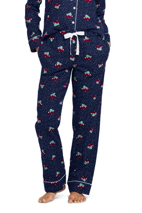 Lands End Womens Petite Print Flannel Pajama Pants