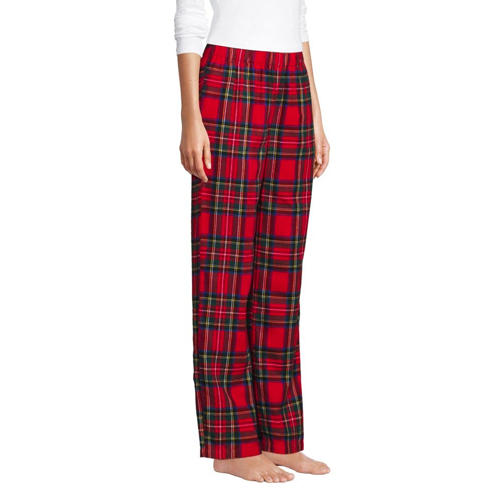 Lands' End Mens Flannel Pajama Pants Rich Red Multi Tartan Regular Small at   Men's Clothing store