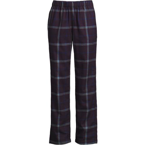 Men Lands End Lounge/Pajama Flannel Jogger Pants XXL TALL Plaid  SEAFOAM/TEAL New