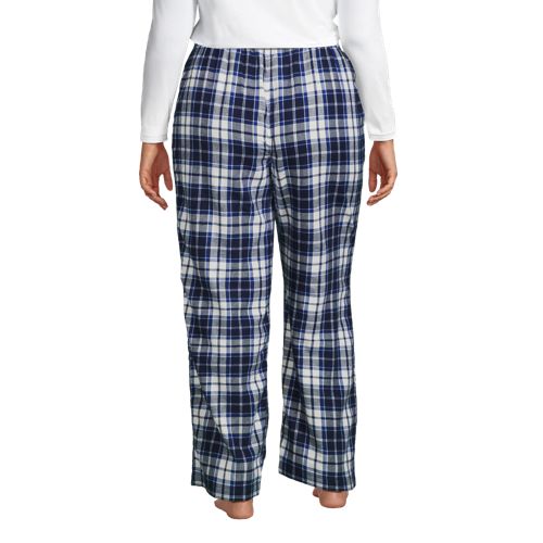 Lands' End Women's Plus Size Long Sleeve Print Flannel Pajama Top - 2x -  Emerald Gulf Field Check