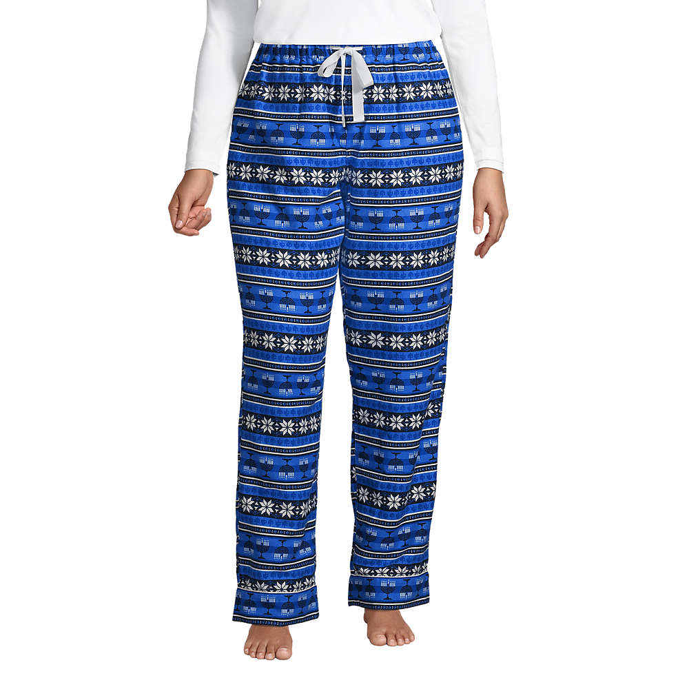 Women's Plus Size Print Flannel Pajama Pants, Front