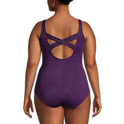 Women's Plus Size Slender Carmela Tummy Control Chlorine Resistant Scoop Neck One Piece Swimsuit, Back