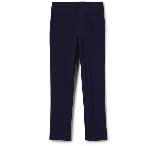 Men's Washable Wool Tailored Plain Front Trousers | Lands' End 