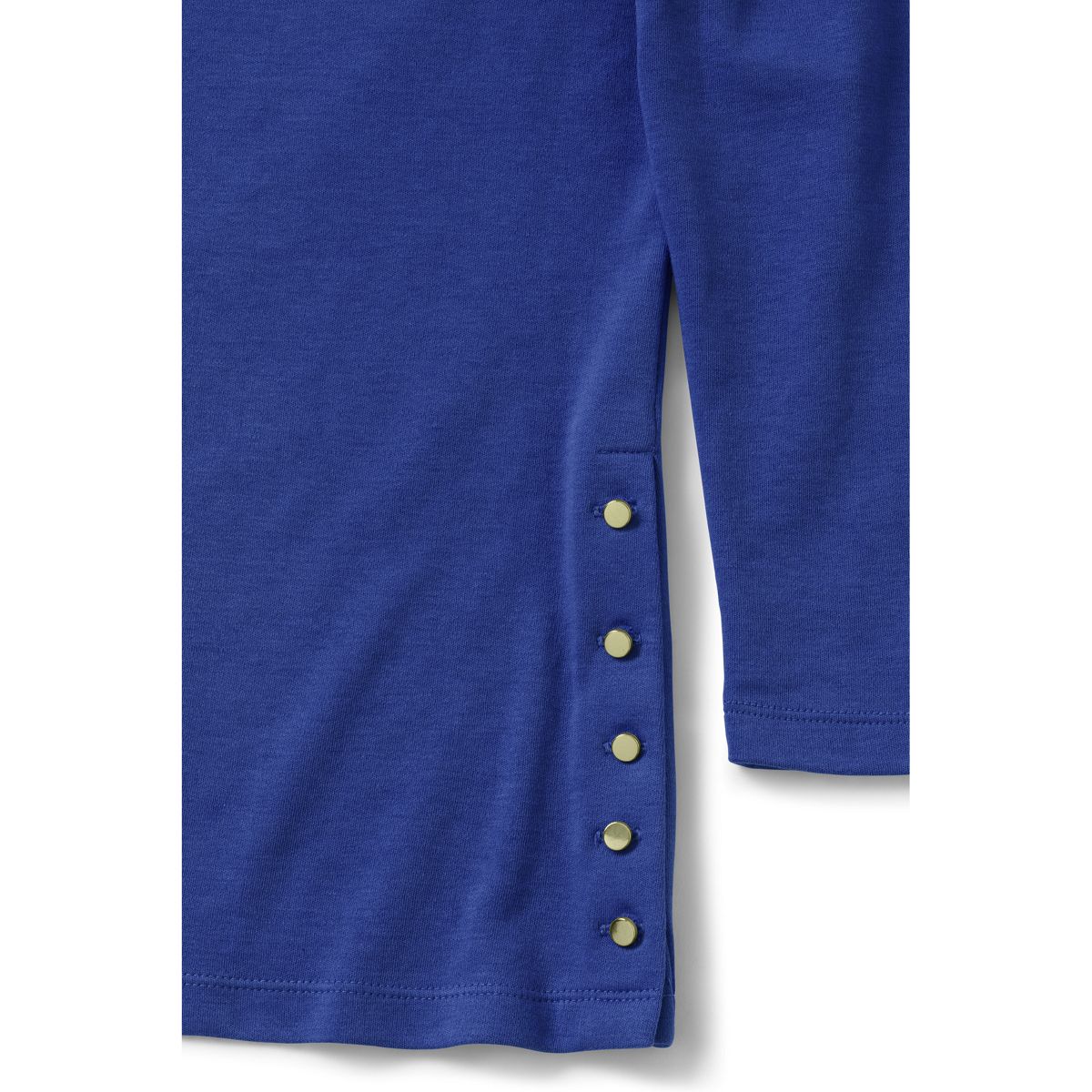 Women's Cotton Polyester Three Quarter Sleeve Button Hem Top
