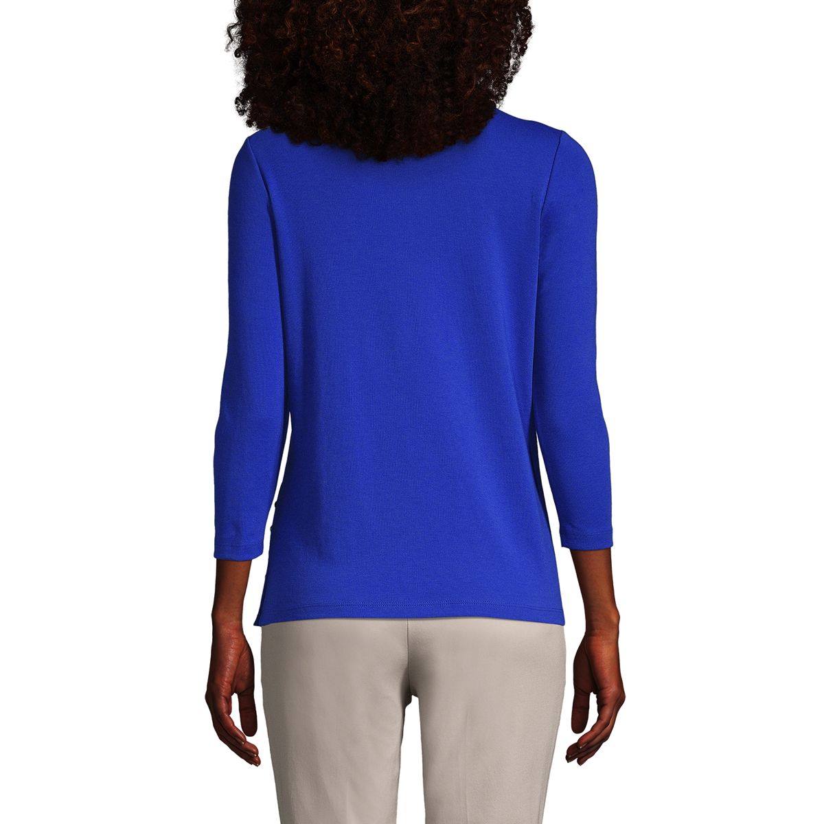 Women's Cotton Polyester Three Quarter Sleeve Button Hem Top