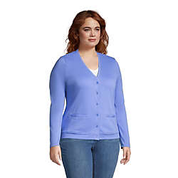 Women's Plus Size Cotton Polyester V-neck Pocket Cardigan, alternative image