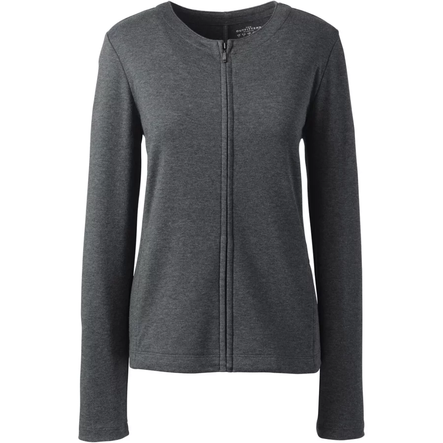 School Uniform Women's Cotton Polyester Zip Crew Cardigan