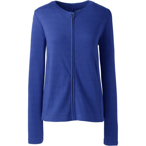 Women's Cotton Polyester Zip Crew Cardigan