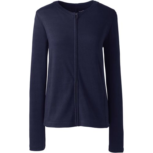 Women's Cotton Polyester Zip Crew Cardigan