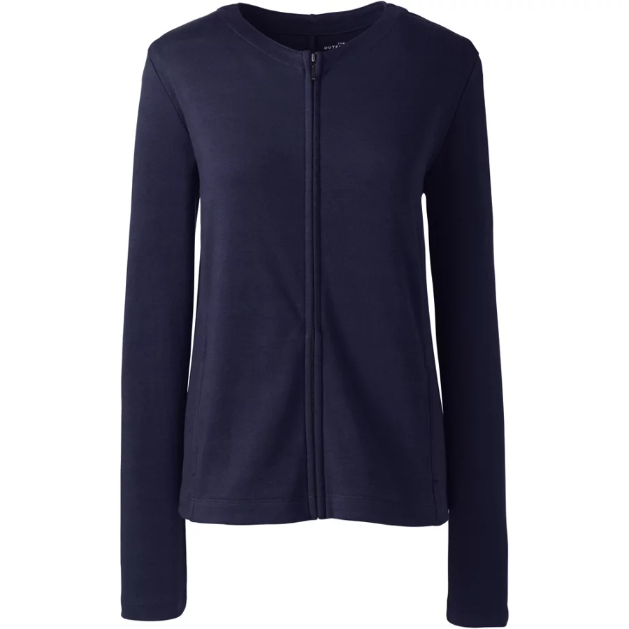 School Uniform Women's Cotton Polyester Zip Crew Cardigan view 1