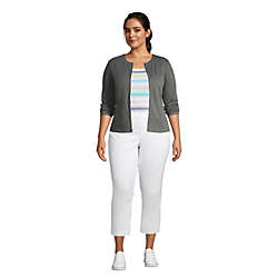 Women's Plus Size Cotton Polyester Zip Crew Cardigan, alternative image