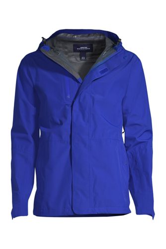 Men's Solid Color Long-Sleeve Raincoat Hooded Jacket Simple Waterproof Jacket XL 