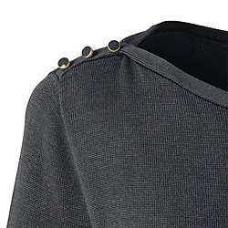 Women Cotton Modal Button Shoulder Boatneck Sweater, alternative image