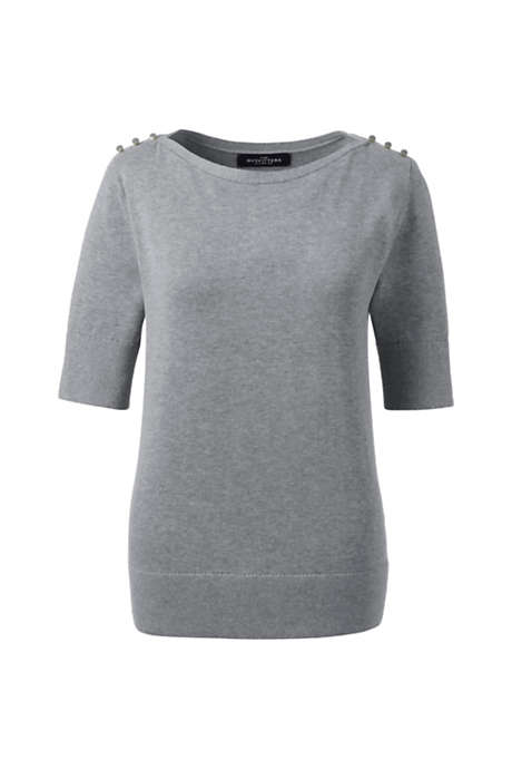 Women's Cotton Modal Button Shoulder Boatneck Sweater