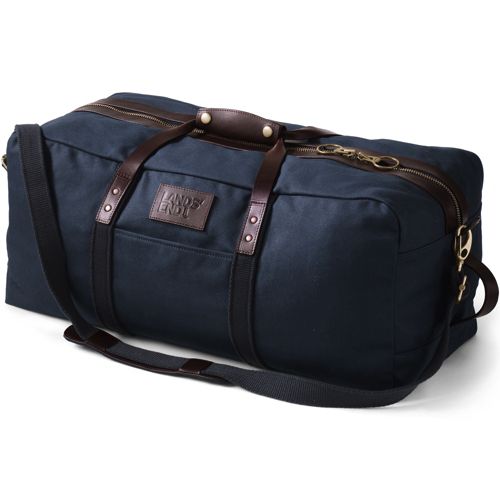 Waxed Canvas Duffle, Medium Classic Navy, Waxed-Canvas/Leather | L.L.Bean