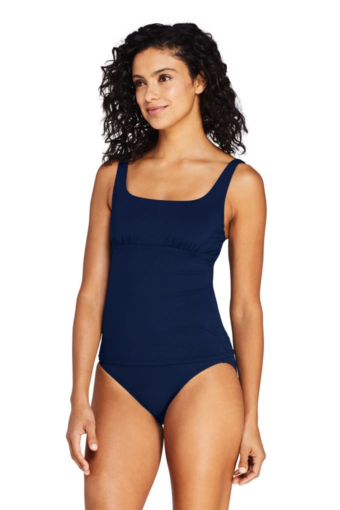 Lands' End Women's Tummy Control Square Neck Underwire Tankini Top