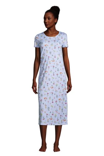 Lands' End Women's Supima Cotton Long Sleeve Midcalf Nightgown 